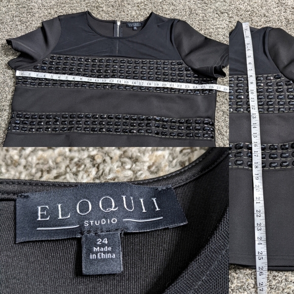 Eloquii black embellished blouse top 24 - Picture 6 of 6